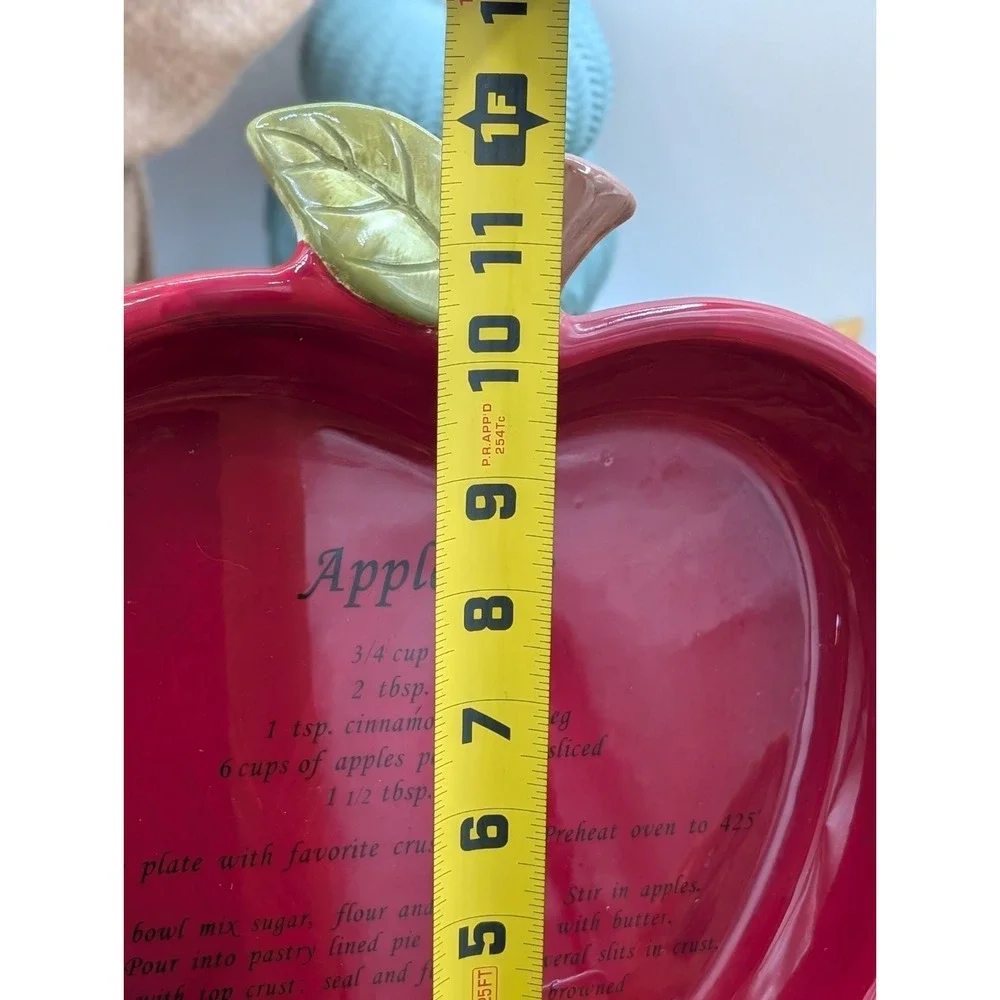 Harvest Red Ceramic Apple Shaped Pie Dish Pan Recipe Base Cottagecore Vintage